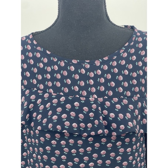 Loft Blue Pink‎ Polka Dot Ruffle Blouse Size S Frill Viscose Spot Top Bin11 - Picture 4 of 8
